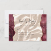 Cartons Réponse Mariage de soie ivoire d'agate or de Bourgogne (Devant)