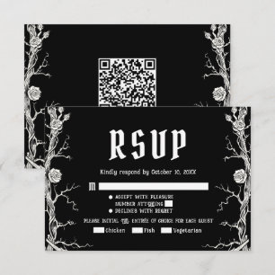 Cartons Réponse Mariage de Squelettes Gothiques Halloween Noir et 