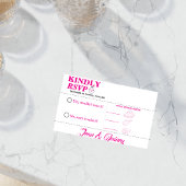 Cartons Réponse Mariage de style de calligraphie rose crème