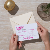 Cartons Réponse Mariage de style de calligraphie rose crème
