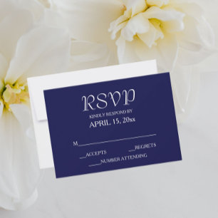 Cartons Réponse Mariage de style simple bleu marine