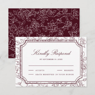 Cartons Réponse Mariage de style victorien avec motifs floraux de