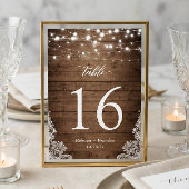 Cartons Réponse Mariage de table Rustic Wood Twinkle Lights