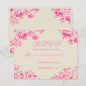 Cartons Réponse Mariage de Toile vintage rose (Devant / Derrière)