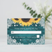 Cartons Réponse Mariage de tournesol en dentelle de bois rustique (Debout devant)