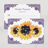 Cartons Réponse Mariage de tournesol en dentelle violet rustique (Devant / Derrière)