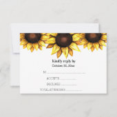 Cartons Réponse Mariage de tournesol jaune blanc Floral (Devant)