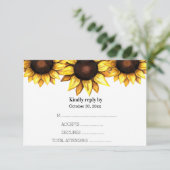 Cartons Réponse Mariage de tournesol jaune blanc Floral (Debout devant)