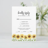 Cartons Réponse Mariage de tournesol jaune moderne (Debout devant)