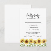 Cartons Réponse Mariage de tournesol jaune moderne (Devant / Derrière)