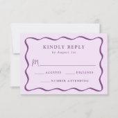 Cartons Réponse Mariage de trame violet moderne (Devant)