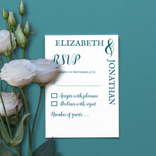 Cartons Réponse Mariage de typographie moderne Turquoise foncé