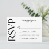 Cartons Réponse Mariage de typographie noire moderne Bold (Debout devant)