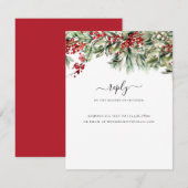 Cartons Réponse Mariage de vacances de Noël hivernal élégant (Devant / Derrière)