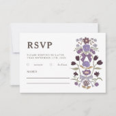 Cartons Réponse Mariage de vaches et fleurs Lilac rustique (Devant)