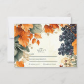 Cartons Réponse Mariage de Vendanges Automnal en Domaine Rustique (Devant)