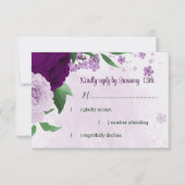 Cartons Réponse Mariage de verdure aux fleurs violettes (Devant)