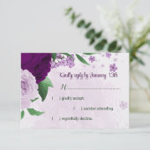 Cartons Réponse Mariage de verdure aux fleurs violettes (Debout devant)