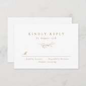 Cartons Réponse Mariage de verdure botanique d'élégance simple or (Devant / Derrière)