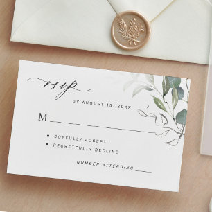 Cartons Réponse Mariage de verdure feuille simple