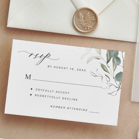 Cartons Réponse Mariage de verdure feuille simple