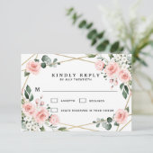 Cartons Réponse Mariage de verdure fleurie rose et blanc (Debout devant)