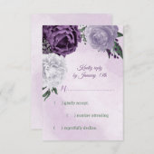 Cartons Réponse mariage de verdure fleurie violette et blanche (Devant / Derrière)