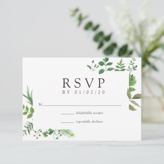 Cartons Réponse Mariage de verdure forestière (Debout devant)