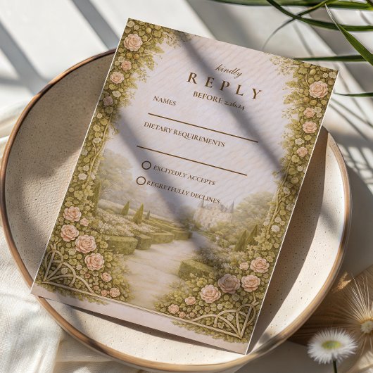 Cartons Réponse Mariage de vignoble dans un jardin rustique