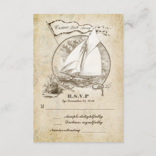 Cartons Réponse Mariage de voilier Nautique RSVP-Come Voile Away