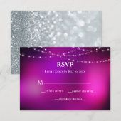 Cartons Réponse Mariage de voyants à chaîne argentée pourpre (Devant / Derrière)