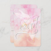 Cartons Réponse Mariage D'EAU DE COLUMBINE ROSE COULEUR FLEURS (Devant / Derrière)