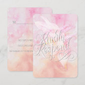 Cartons Réponse Mariage D'EAU DE COLUMBINE ROSE COULEUR FLEURS (Devant / Derrière)