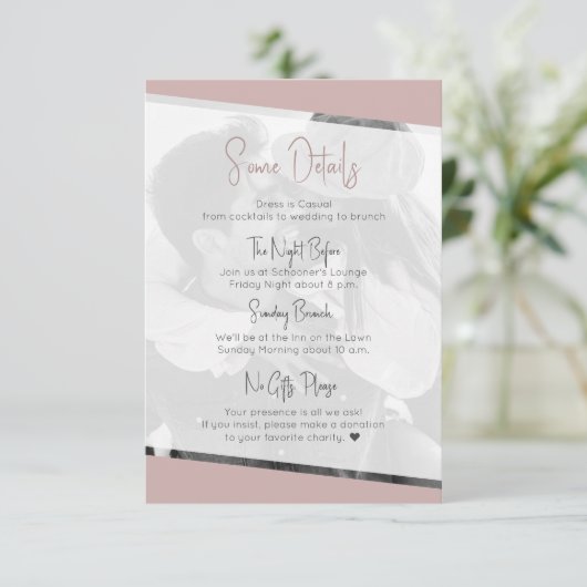 Cartons Réponse Mariage Décontracté moderne Dusty Détails du Rose (Debout devant)