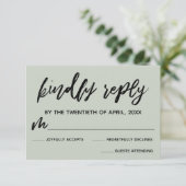 Cartons Réponse Mariage d'écriture manuscrite Décontracté Sage Gre (Debout devant)