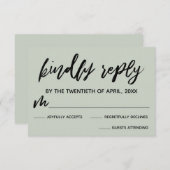 Cartons Réponse Mariage d'écriture manuscrite Décontracté Sage Gre (Devant / Derrière)