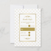 Cartons Réponse Mariage d'effet blanc et or moderne (Devant)