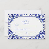 Cartons Réponse Mariage Delft Blue White Chinoiserie (Devant)