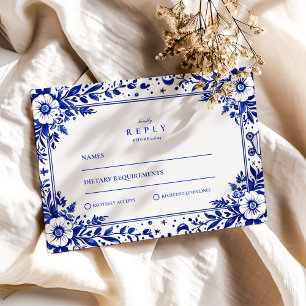 Cartons Réponse Mariage Delft Blue White Chinoiserie