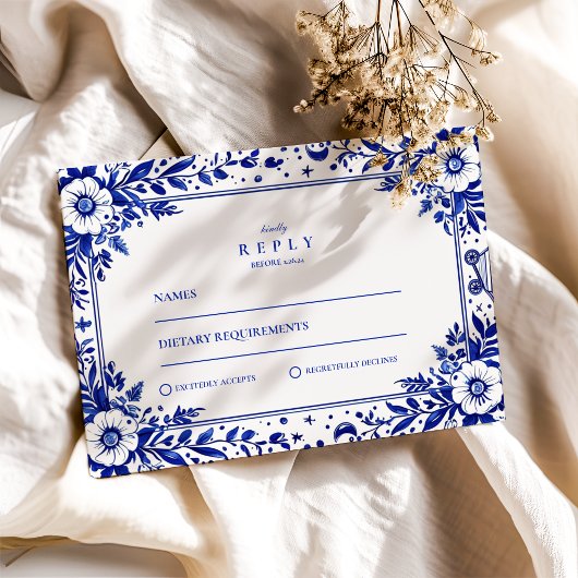 Cartons Réponse Mariage Delft Blue White Chinoiserie