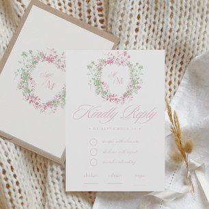 Cartons Réponse Mariage délicat à la crête de la flore française