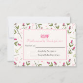 Cartons Réponse Mariage des Fleurs sauvages roses et verts à longu (Devant)