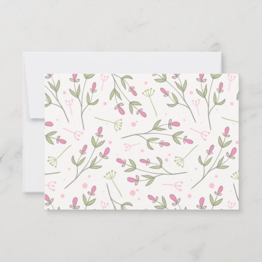 Cartons Réponse Mariage des Fleurs sauvages roses et verts à longu (Dos)