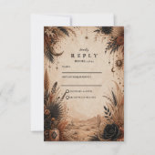 Cartons Réponse Mariage Désert Boho Goth (Devant)