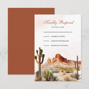 Cartons Réponse Mariage Désert Montagne Cactus Aquarelle