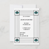 Cartons Réponse Mariage design Art déco bleu (Dos)