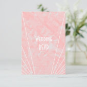 Cartons Réponse Mariage design Art déco en marbre rose (Debout devant)