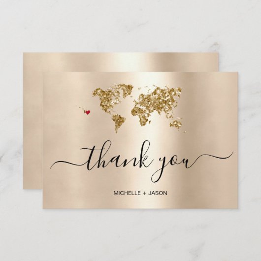 Cartons Réponse Mariage Destination Passeport Hawaii Merci (Devant / Derrière)