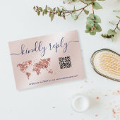 Cartons Réponse Mariage Destination Passport World Map Code QR