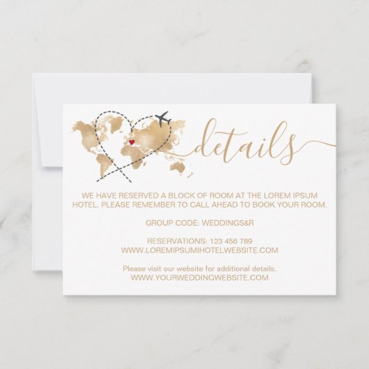 Cartons Réponse Mariage Destination Passport World Map Détails (Devant)